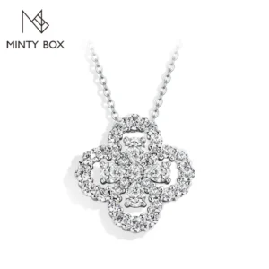MINTYBOX Blauer Zirkon D VVS1 Farbiger Moissanit-Anhänger S925 Silber Halsketten für Frauen Mädchen Verlobung Hochzeit Schmuck Party Geschenk