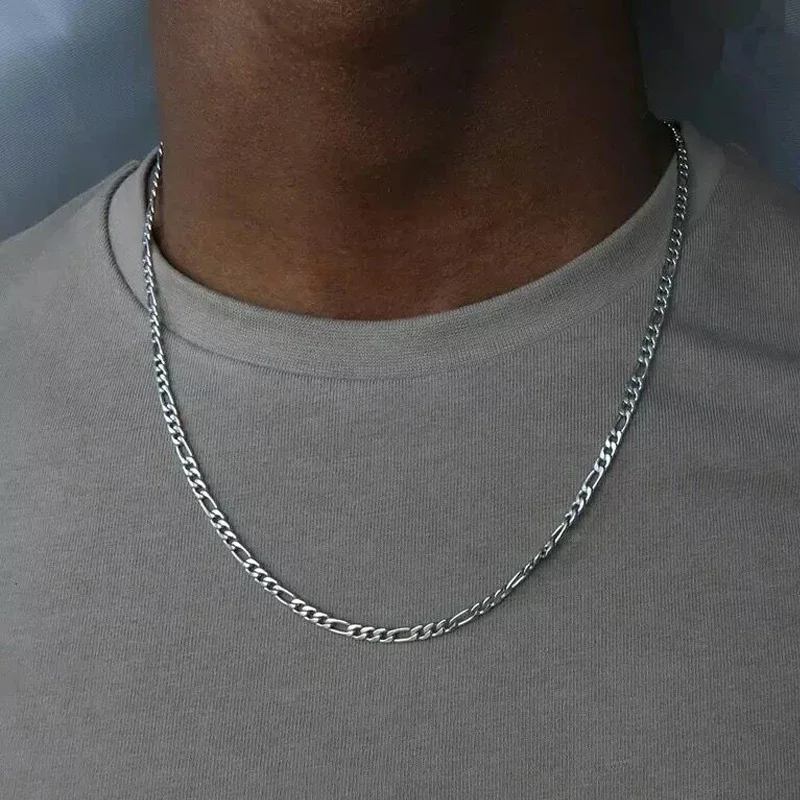 40-75 Cm 925 Silber 4 Mm Figaro Kette Halskette Für Damen Herren Lange Halskette Hip Hop Schmuck Geschenk 40-75 Cm 925 Silber 4 Mm Figaro Kette Halskette Für Damen Herren Lange Halskette Hip Hop Schmuck Geschenk