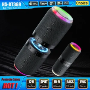 Tragbarer Bluetooth Lautsprecher – TWS Stereo Dual-Speaker mit kraftvollem Bass, wasserdichtem Design und kabelloser Outdoor-Musik