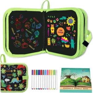 Löschbares Doodle-Buch für Kinder, Kleinkinder, Spielzeug, wiederverwendbare Zeichenblöcke mit 12 Aquarellstiften, Vorschulspielzeug, Reisen, Schreiben, Malset