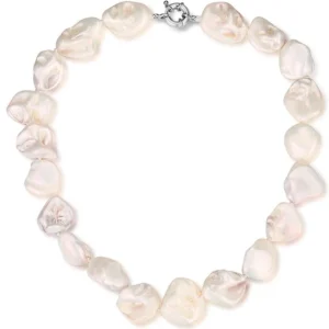 Perlen-Choker-Halskette für Frauen, Boho, Schwarz, Weiß, große Süßwasserperlen, Perlen, Statement-Halsketten, Silber, Modeschmuck, Geschenke