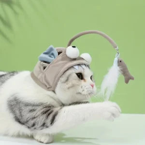 Verstellbares interaktives Katzen-Kopfbedeckungsspielzeug – Haustier-Teaser-Spielzeug für Stunden Spaß, Katzen-Cosplay-Zubehör