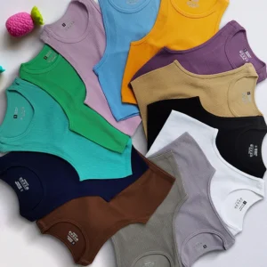 Crop Top Frauen solide Basic T-Shirts Weste nahtlose Streetwear elastische Rippens trick ärmellose lässige Tanktops weiblich
