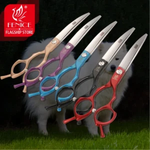 Fenice 6,5/7,0 Zoll JP440C Hundepflegeschere - Gebogene Ausdünnungsschere und Gerade Schere Tierpflegewerkzeuge für Hunde und Katzen
