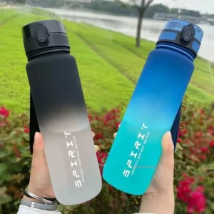 1-Liter-Sportwasserflasche mit großem Fassungsvermögen, auslaufsicher, bunter Kunststoffbecher, zum Trinken, für Outdoor-Reisen, tragbar, für Fitnessstudio, Fitness, Krüge