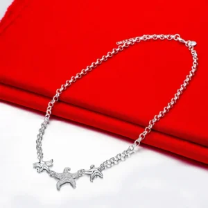 Halskette aus 925er-Sterlingsilber, 45,7 cm, wunderschöne Stern- und Seestern-Anhängerkette für Damen, Modeschmuck, edle Weihnachtsgeschenke
