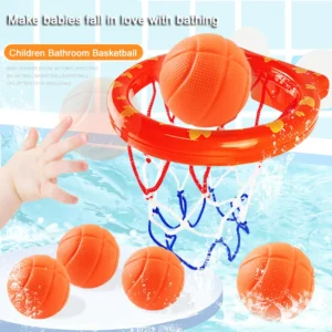 Baby Badespielzeug Mini Schießkorb Rahmen Spielzeug Badewanne Schießen Basketball Spielen Wasserspiel Spielzeugset mit 3 Bällen für Kinder Kinder