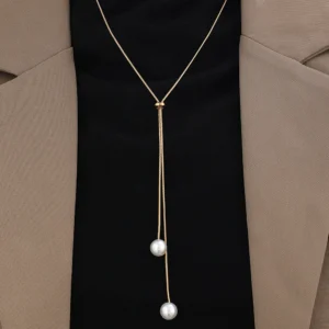 Mode Imitation Perlen Halskette Für Frauen Gold & Silber Farbe Einstellbare Kette Halsband Mädchen Einfache Partei Schmuck Zubehör