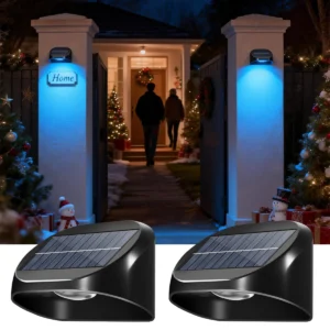 Solar-Wandleuchte Gartenbeleuchtung Solar-Hausnummern-Dekorationsleuchte IP65 Wasserdicht Auto Ein/Aus RGB-Modi für Zaun Hof Treppe Außenbereich