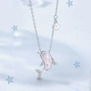 Mode Echt 925 Sterling Silber Schöne Delphin Anhänger Frauen Halskette Zubehör Party Hochzeit Geburtstag Jahrestag Geschenk