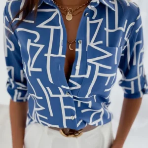 Elegante Frauen bluse 2023 Frühling und Herbst Temperament Top Langarm Streifen druck Büro Slim Fit Taschen hemd