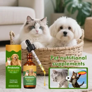 Probiotische Nahrungsergänzungstropfen für Haustiere mit Enzymen zur Unterstützung der Verdauung bei Hunden und Katzen sowie zur Stärkung des Immunsystems, tägliche Gesundheitsergänzung.