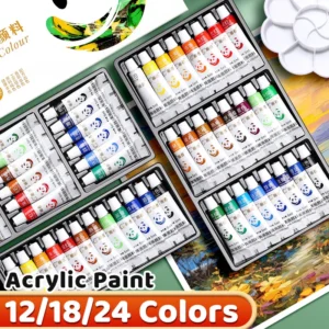 Acrylfarben Set mit 12, 18 oder 24 Farben – Wasserfeste Künstlerfarben mit hoher Pigmentierung für Leinwand, Steine, DIY und Malerei