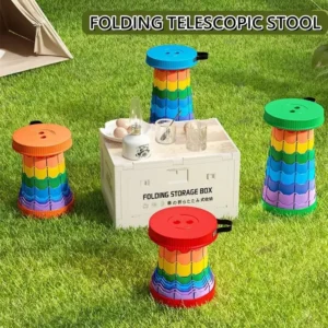 2025 1PC Rainbow Folding Stool Adjustable Height PP Material Portable Collapsible Compact for Camping Fishing Outdoor Activities