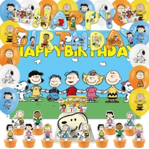 Cartoon Geburtstagsparty Familienfeier Dekorationen Snoopy Banner Flagge Folien-Latex-Ballons Zubehör Niedliche Partygeschenke Neu