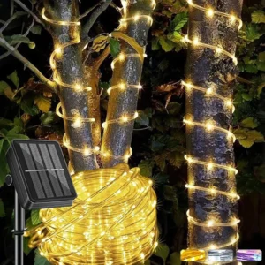 Solar-Lichterkette für Außenbereich, Wasserdicht, 8 Modi, Funkelnde Seil-Lichterkette, Girlande für Terrasse, Garten, Rasen, Baum, Hof, Zaun
