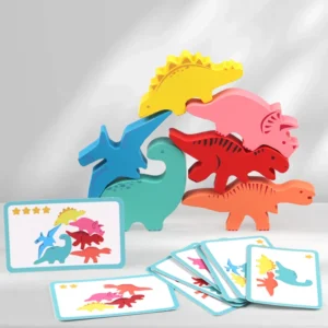 Holz Dinosaurier Stapeln Hohe Spielzeug Farbe Tier Stapeln Block Balance Spiel Pädagogisches Spielzeug Feinmotorik Training Für Kinder