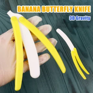 Mini-Bananen-Butterfly-Messer Fidget-Spielzeug – Tragbares, kompaktes Dekompressionsspielzeug gegen Angstzustände für Kinder und Erwachsene – Push-Card, klein