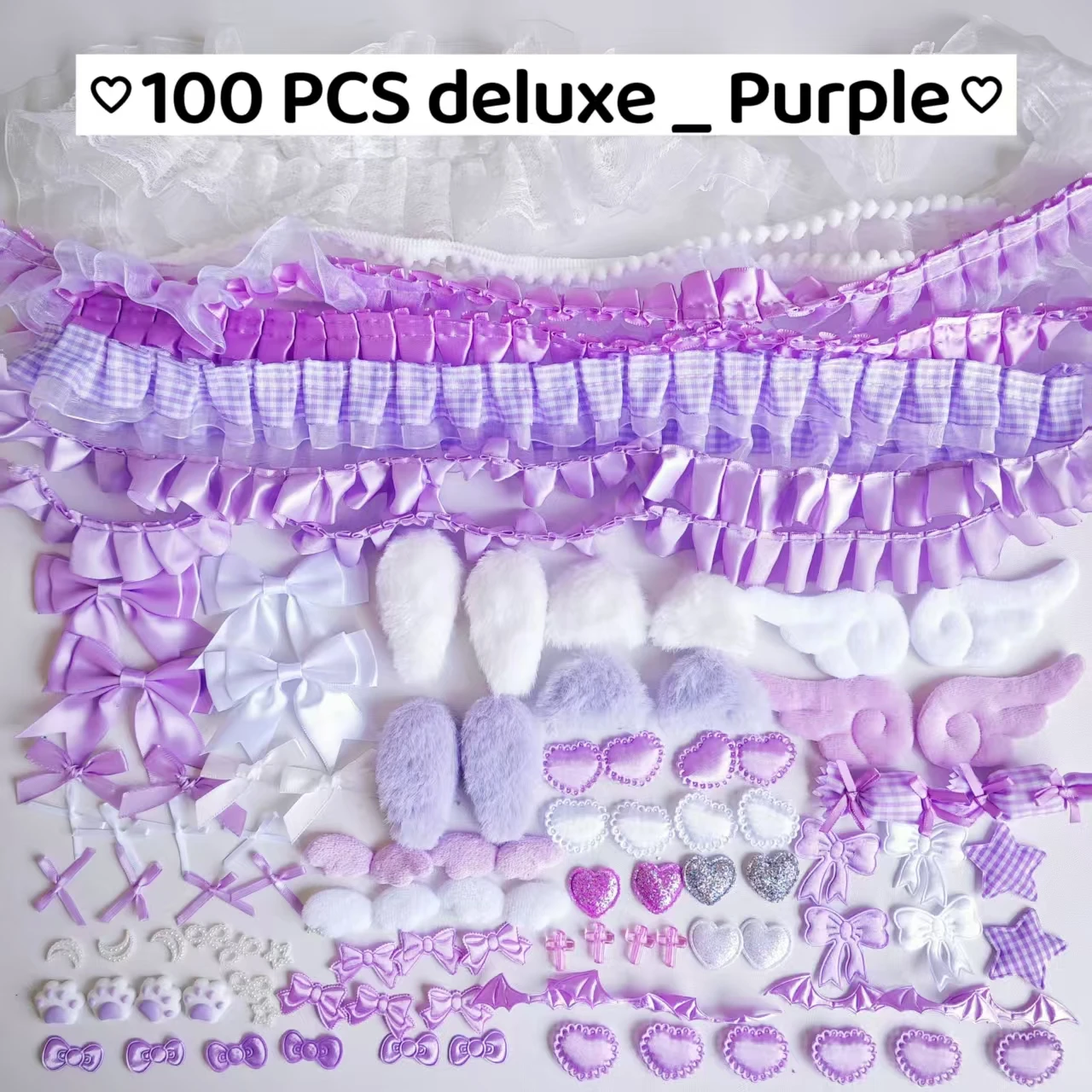 100-Teiliges Buntes Zubehörset, Rosa Spitzenmaterial-Set, Fächerhandbuch-Diy-Zubehör, Schmerzfreies Paket, Wunderschön 100-Teiliges Buntes Zubehörset, Rosa Spitzenmaterial-Set, Fächerhandbuch-Diy-Zubehör, Schmerzfreies Paket, Wunderschön – Bild 7