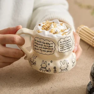 Entzückende Migu-Kaninchen- und schwarze Froschbecher – kreative Keramikbecher, perfekt für das tägliche Trinken im Home Office