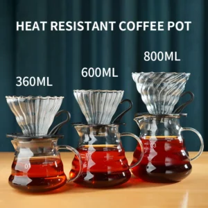 Handgefertigter Kaffeekaraffe aus Glas mit Filterset, zum Übergießen von Kaffeekannen, Teebrühern, inklusive Kaffee-Extraktionstasse
