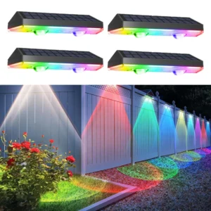 4 stücke Solar Zaun Licht RGB Farbwechsel Outdoor Garten Hof Dekor Schritt Lampe IP65 Wasserdichte Pathway Wand Treppen Lampe balkon
