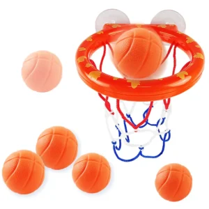 Kinder-Schießspiel-Set, 1 Kunststoffkorb mit 3 Mini-Kunststoff-Basketbällen, lustiges Übungs-Schießspielzeug für Mädchen und Jungen, Geschenk