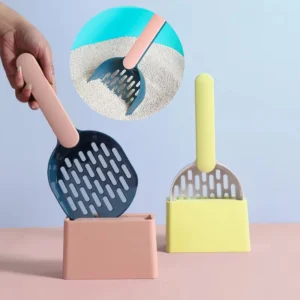Cat Litter Scoop Set with Base Long Handle Clashing Cat Poop Tool High-Grade ABS Plastic Durable Kitten Toilet Cleaning Tool Pet