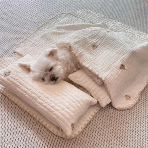 Warmes Hunde- und Katzenbett, quadratische Unterlage – abnehmbarer, waschbarer Bezug, thermische, gemütliche Haustiermatte, Haustierkissen, Kissen für Welpen, Kätzchen, Decken-Set