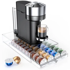 40 Stück Kaffeekapsel-Halter für Nespresso Vertuoline Dolce Verismo Vertuo Transparenter Organizer Aufbewahrungsregal für Kaffeekapseln