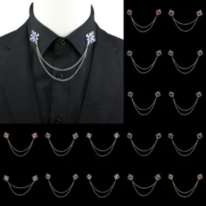 Mode Gentleman Quaste Brosche Für Männer Anzug Hemd Kragen Kristall Kreuz Kette Revers Pin Strass Retro Hochzeit Zubehör