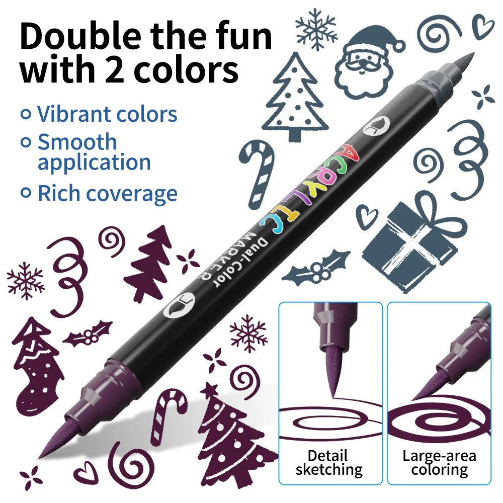 Flysea 48-Farben Vibrant Black Series Acrylmarker – Doppelspitzen-Design Mit Pinselspitze Und 1 Mm Feiner Spitze, Wasserfest Und Nicht Abwischbar Flysea 48-Farben Vibrant Black Series Acrylmarker – Doppelspitzen-Design Mit Pinselspitze Und 1 Mm Feiner Spitze, Wasserfest Und Nicht Abwischbar – Bild 3