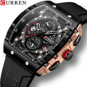 CURREN Top Marke Herrenuhren Luxus Quadratische Quarz-armbanduhr Wasserdicht Leuchtende Chronographenuhr für Männer Datum Uhr