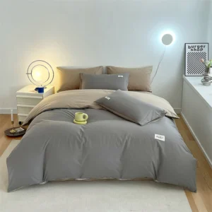 INS style high luxury solid color double-sided style single couple quilt cover soft luxury hotel & apartment & home bedding