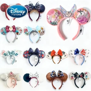 Disney Prinzessinnen-Stirnband mit Mickey-Ohren, Rapunzel-Pailletten-Schleife, Haarreif, Geburtstagsgeschenk, Mädchen-Accessoires, Halloween-Geschenk, Weihnachtsgeschenk