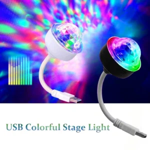 6 W Mini-USB, buntes Bühnenlicht 360 °   Allround-Rotation LED-Projektorlicht DJ Car Sprachgesteuerte Atmosphärenlichter für Party