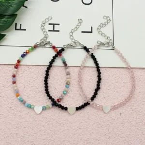 Frauen Perlen Fußkettchen Sommer neue Liebe Herz Charme Glas Kristall Bein Kette Fußkettchen Armband am Fuß Strand böhmischen kleinen Schmuck