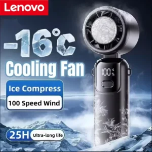 Lenovo Fast Chill Ice Compress, faltbar/hängbar, USB-Tischventilator, Eiskühlung, Handventilator, 100 Geschwindigkeiten, Turbo, tragbar, für den Außenbereich