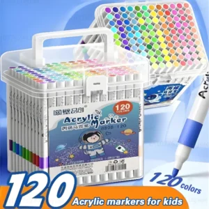 Acryl-Pinsel-Marker-Set mit tragbarem Etui, Acryl-Farbmarker-Set mit flüssiger Tinte für Kunst und Heimwerker