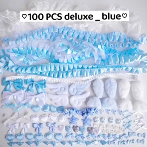 100-teiliges buntes Zubehörset, rosa Spitzenmaterial-Set, Fächerhandbuch-DIY-Zubehör, schmerzfreies Paket, wunderschön