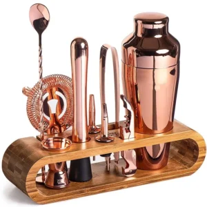 Cocktail Bar set Mixology Bartender Kit: 10-Piece Bar Tool Set with Stylish Bamboo Stand Bar Accessories