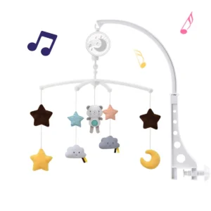 Babybett Mobiles Rasseln Musik Lernspielzeug Bettglocke Karussell für Kinderbetten Kleinkind Babyspielzeug 0-12 Monate für Neugeborene Geschenke