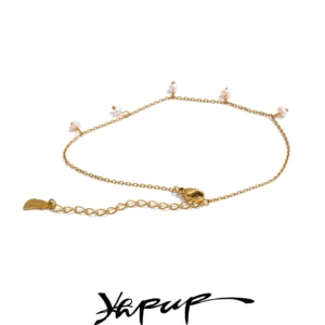 Yhpup Sommer Ankunft Natürliche Perlen Tropfen Kette Fuß Zubehör Fußkettchen für Frauen Wasserdicht Sandstrand Edelstahl Schmuck