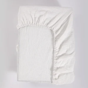 Weiche und atmungsaktive Musselin-Kinderbettlaken aus 100 % Baumwolle, weiße Babybettlaken