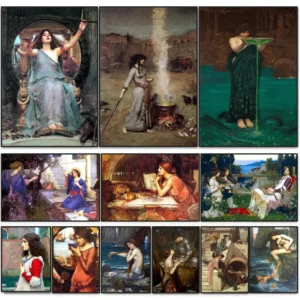 John William Waterhouse Vintage-Wandkunst-Poster, magischer Kreis, Hexe, Leinwandgemälde, Druck, Jason und Medea, Bild für Heimdekoration