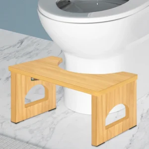 Bamboo Folding Toilet Stool with Non-Slip Steps, Collapsible & Space-Saving for Kids & Adults in Bathroom