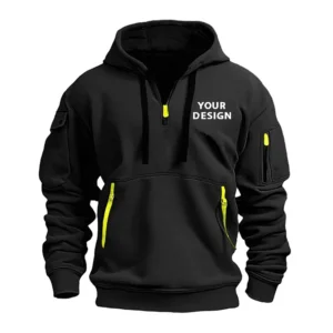 Europäisches neues Herren-Sport-Sweatshirt mit Reißverschluss und Armtasche, lockeres, lässiges Sweatshirt. Passen Sie Ihr Logo an. Pullover mit fallender Schulter und Kapuze