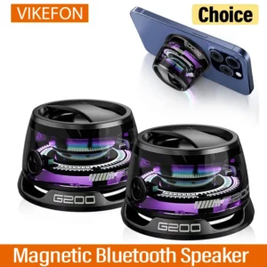 Magnetischer Bluetooth-Lautsprecher für den Außenbereich, kabellos, tragbar, Mini-Reisestereo-Lautsprecher mit RGB-Farblicht und Telefonhalter für iOS