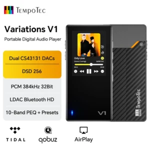 Variations V1 EZHiFi & TempoTec HiFi-Musikplayer, digitaler Audioplayer, USB-DAC, Kopfhörerverstärker, 4,4-mm- und 3,5-mm-Anschlüsse, PEQ