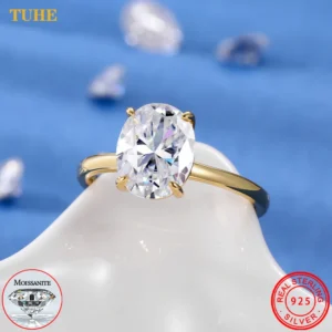 GRA-zertifizierte 1,5-3 Karat ovale Moissanit-Diamantringe für Damen, S925-Sterlingsilber, Verlobung, Hochzeit, Jahrestag, Ring, Schmuck, Geschenke